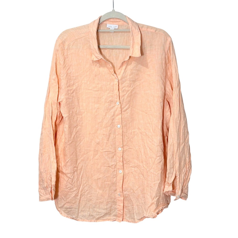 J. Jill Love Linen Button Top Size Large Peach Coastal Beach Resort Minimalist